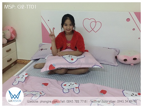 Giường ngủ trang trí trái tim G2-TT01