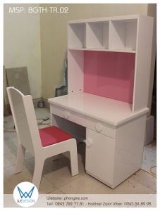 Bộ bàn ghế tiểu học BGTH-TR.02 màu trắng phối cùng hồng