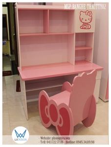 Bộ bàn ghế học sinh tiểu học Hello Kitty và nơ