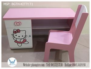 Bộ bàn ghế học sinh Hello Kitty múa ba lê BGTH-KITTY.T1