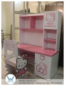 Bộ bàn ghế tiểu học Hello Kitty cùng nơ xinh và tên bé