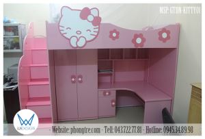 Giường tầng đa năng Mèo Hello Kitty màu hồng dễ thương