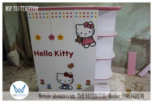 Tủ áo kết hợp kệ trang trí chủ đề Hello Kitty