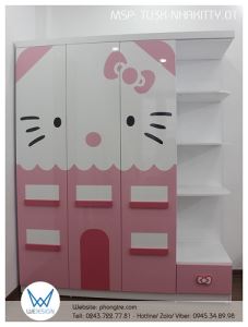 Tủ ngôi nhà Hello Kitty 3 cánh liền kệ trang trí