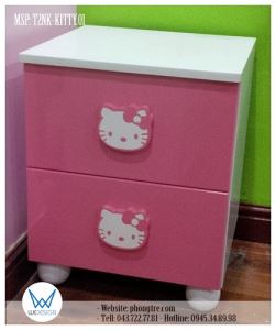 Tủ táp 2 ngăn kéo tay nắm hình Mèo Hello Kitty