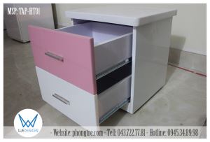 Tủ táp 2 ngăn kéo màu trắng - hồng 