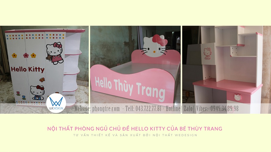 Bộ nội thất phòng ngủ Hello Kitty của bé Thùy Trang