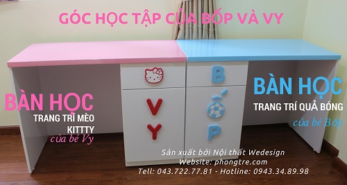 View góc học tập của 2 bé Bốp và Vy