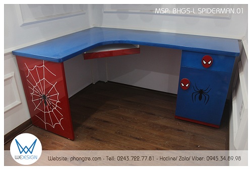 Phần bàn ngồi học đặt góc 1m2x1m6 của mẫu bàn học góc Spider Man BHGS-L.SPIDERMAN01