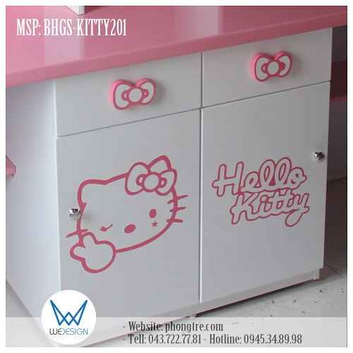 Tủ đồ 2 ngăn kéo - 2 cánh dưới mặt bàn của bàn học đôi Hello Kitty MSP: BHGS-KITTY201