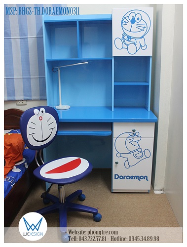Mẫu bàn học Doraemon MSP: BHGS-TH.DORAEMON của Wedesign kết hợp với ghế học sinh Doraemon của Hòa Phát