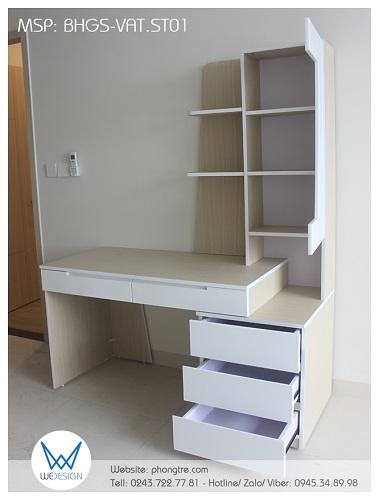 Tủ bên có 3 ngăn kéo, thiết kế cho nhu cầu phân loại tài liệu của học sinh