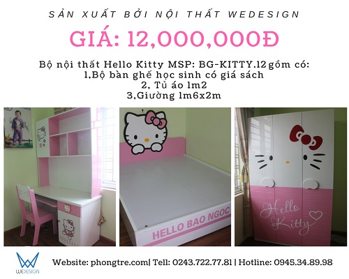 Mix set phòng ngủ Hello Kitty BG-KITTY.12