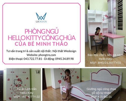 Bộ nội thất phòng ngủ Hello Kitty công chúa của bé Minh Thảo