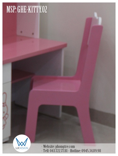 Ghế Hello Kitty GHE-KITTY.02 có tựa lưng nghiêng tạo sự thoải mái cho học sinh khi ngồi học