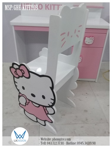 Ghế Hello Kitty mặc váy đầm tay bồng màu hồng giơ tay chao MSP: GHE-KITTY.03