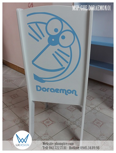 Chi tiết sơn trang trí Doraemon sau lưng ghế GHE-DORAEMON.01