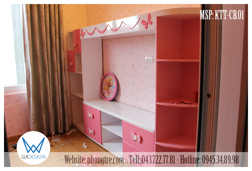 Tủ kệ trang trí bé gái có sắc hồng MSP: KTT-CB.01
