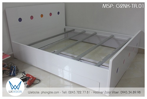 Kết cấu khung giường 2 ngăn kéo G2NK-TR.01