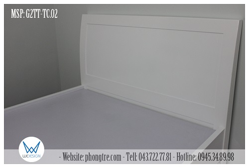 Giường tầng thấp MSP: G2TT-TC.02 màu trắng có đầu giường cong, bo viền nổi 5cm