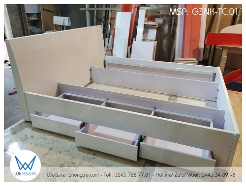 3 ngăn kéo có khung hộp riêng giúp ngăn kéo sử dụng ổn định và bền hơn