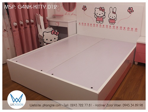 Giường ngủ Hello Kitty có 4 ngăn kéo kê giữa phòng G4NK-KITTY.012