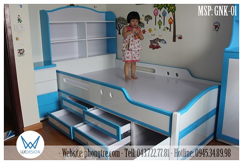 Giường ngủ trẻ em đa năng MSP: GNK-01 của bé trai nhà chị Nga