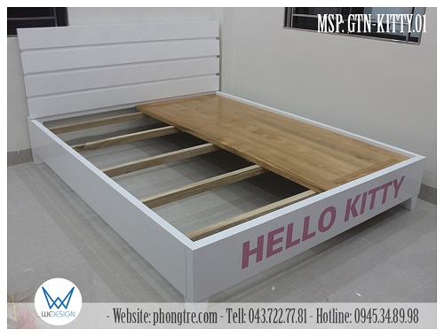 Giường ngủ Hello Kitty GTN-KITTY.01 mang phong cách Mid Century Mordern sử dụng hình học cơ bản trong tạo mẫu thiết kế