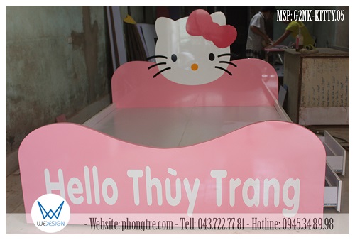 Giường 2 ngăn kéo Hello Kitty MSP: G2NK-KITTY.05 có kích thước 1m6x2m trong lòng giường