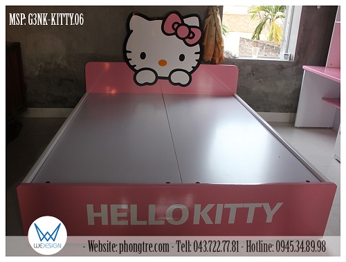 Giường 3 ngăn kéo Hello Kitty 1m6x2m dát phản MSP:G3NK-KITTY.06