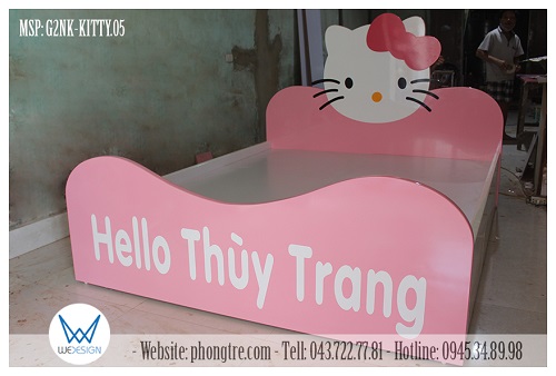 Giường 2 ngăn kéo Hello Kitty MSP: G2NK-KITTY.05 sắc màu trắng - hồng phấn nhạt