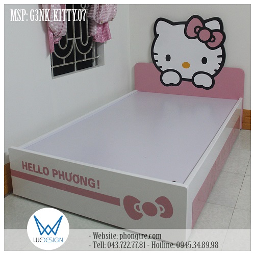 Giường ngủ Hello Kitty MSP: G3NK-KITTY.07 mang form dáng thiết kế giống như một món quà yêu thương