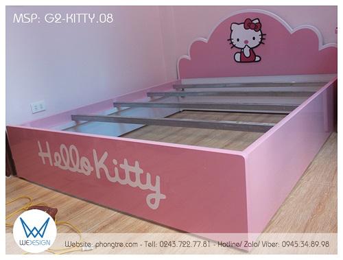 Kết cấu khung giường ngủ dát phản Hello Kitty G2-KITTY.08