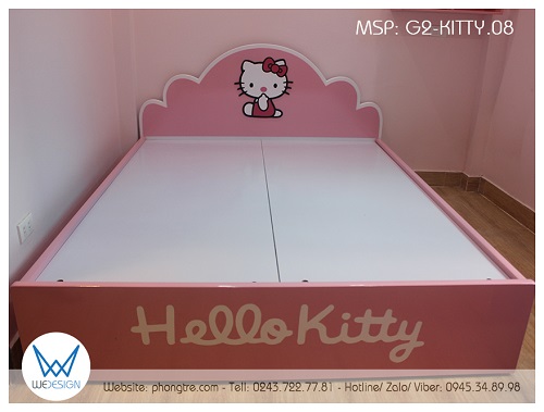 Giường ngủ Hello Kitty G2-KITTY.08 tạo hình Hello Kitty ngồi trên đám mây hồng mơ mộng