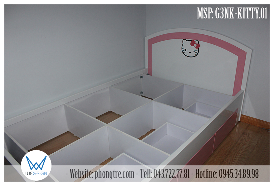 Kết cấu giường Kitty có 3 ngăn kéo MSP: G3NK-KITTY.01