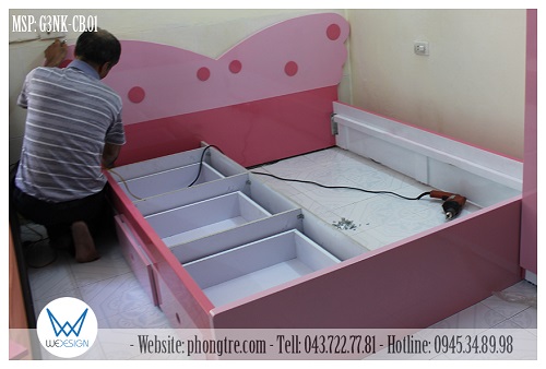 Kết cấu khung giường ngủ 3 ngăn kéo MSP: G3NK-CB.01