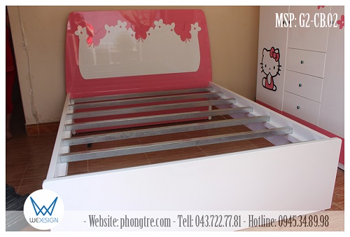 Kết cấu giường ngủ MSP: G2-CB.02 kiểu dát phản, rộng 1m6x2m trong lòng giường 