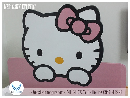 Chi tiết đầu giường 3 ngăn kéo Hello Kitty MSP: G3NK-KITTY.07 trang trí hình Hello Kitty giơ 2 tay ra phía trước