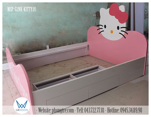 Kết cấu khung giường 2 ngăn kéo Hello Kitty MSP: G2NK-KITTY.05