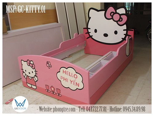 Giường Hello Kitty GC-KITTY.01 có 3 ngăn kéo được làm trong 1 hộp riêng nên sử dụng bền và ổn định hơn