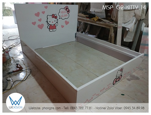 Kết cấu khung giường ngủ dát phản Hello Kitty G2-KITTY.14
