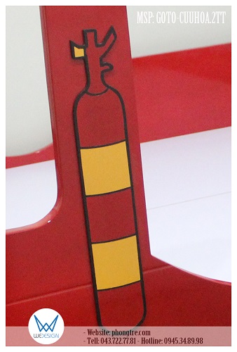 Chi tiết bình cứu hỏa mini được tạo hình trên gỗ 5 ly và sơn màu