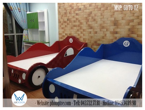 Giường ô tô đua mang số hiệu 68 được sản xuất kiểu giường ô tô trẻ em dát phản