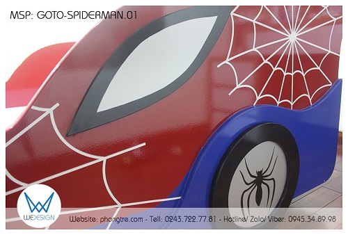View chi tiết mắt Người Nhện và lưới nhện trang trí lưới nhện cho mẫu giường ô tô đua Người Nhện Spider Man