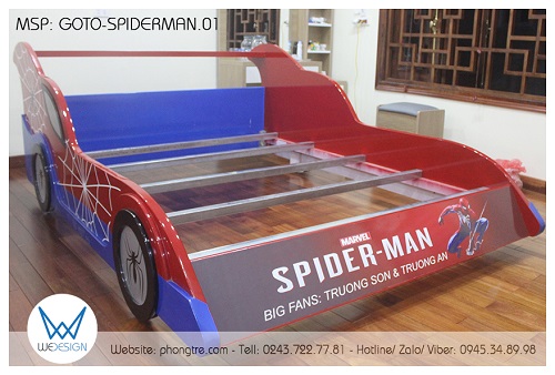 Giường ô tô đua SPIDER MAN sử dụng 5 cây thang giường bằng sắt hộp vuông 4