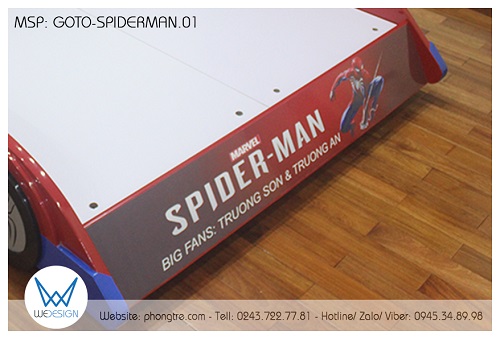 Trang trí Banner Người Nhện Spiderman và tên của 2 bé cho mẫu giường ô tô đua Spider Man GOTO-SPIDERMAN.01