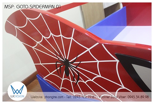 View trang trí Siêu Nhện bám trên lưới nhện của mẫu giường ô tô đua Người Nhện Spiderman GOTO-SPIDERMAN.01