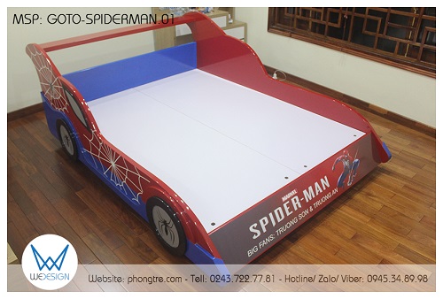 Giường ô tô đua Spider Man sử dụng dát phản