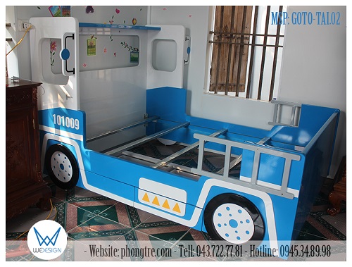 Giường ô tô cứu hộ màu xanh mang số hiệu 101009 sử dụng thang kẽm hộp vuông 40x40