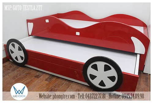 Giường tầng thấp ô tô Testla Roadster GOTO-TESTLA.01 sử dụng dát phản MDF cho 2 tầng giường